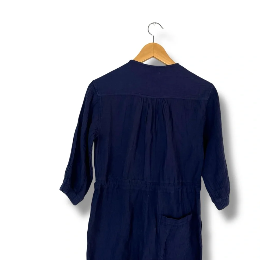 Anthropologie Sundry Mechanic Jumpsuit Navy Blue Zip Up Cotton Gauze 0 Utility